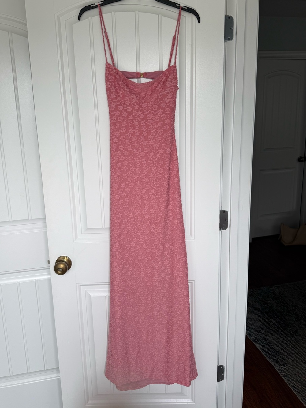 Lucy in the Sky Pink Floral Lace Maxi Dress | Open Back Slip Dress Size M
